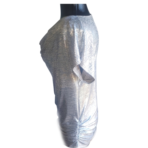 Black Collection Silver Metallic Short Sleeve Top M - Picture 4 of 6